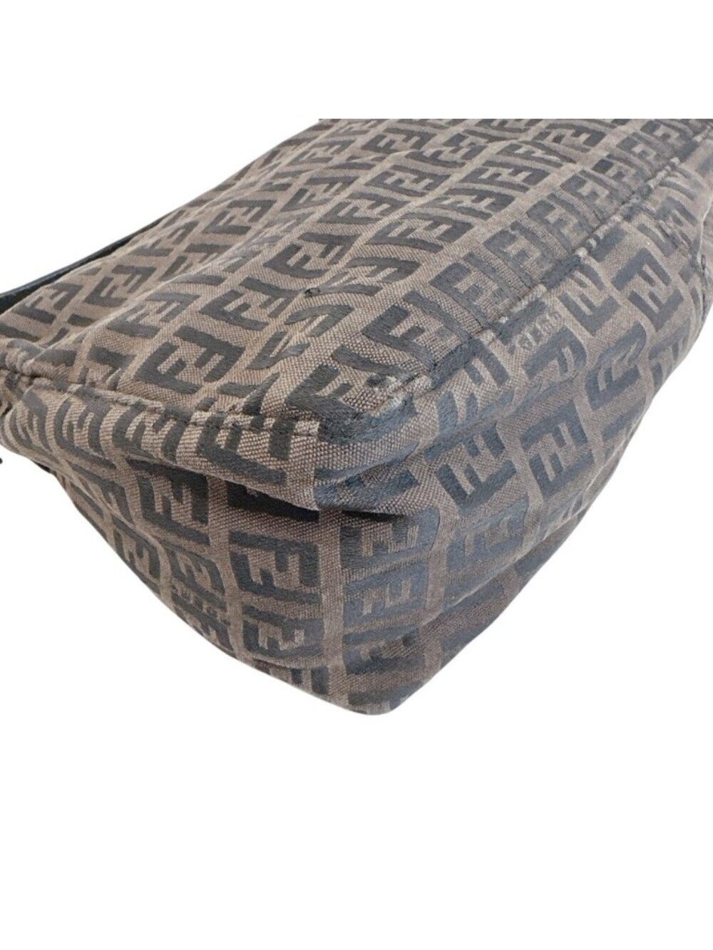 Fendi Zucchino All Over Print Pouch Vanity Handbag Canvas Leather Brown Black - Picture 3 of 8